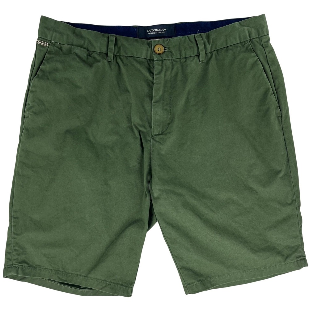 Scotch & Soda Chino Shorts Mens 34 Olive Green Regular Fit Cotton Blend